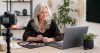 Psychic reader conducting a professional video reading from a calm home studio