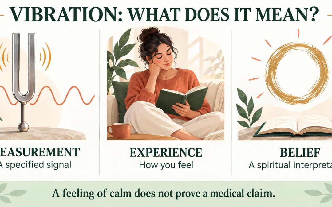 Three-part guide distinguishing a measured signal, a personal feeling and a spiritual interpretation.